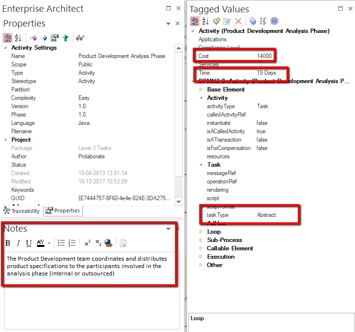 Tagged values in Enterprise architect