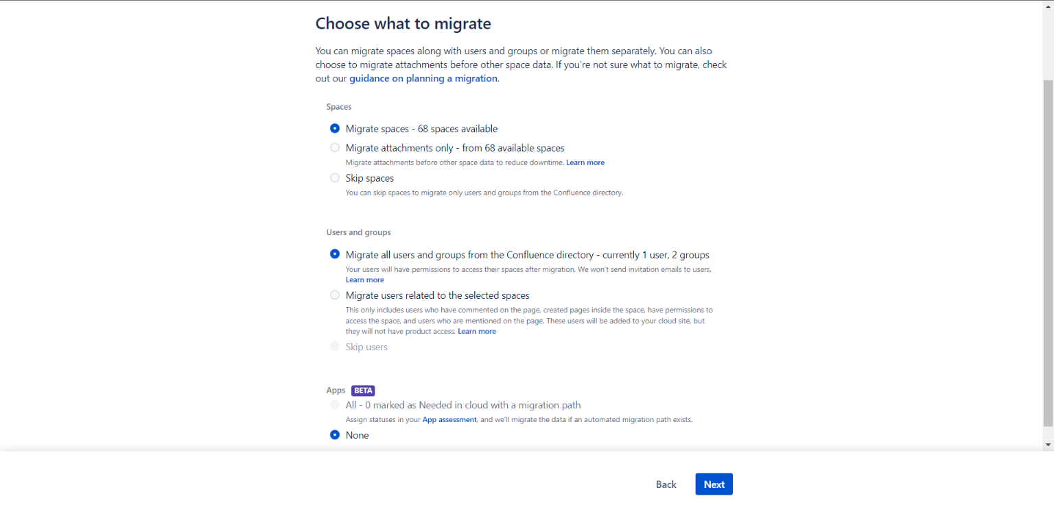 choose what to migrate