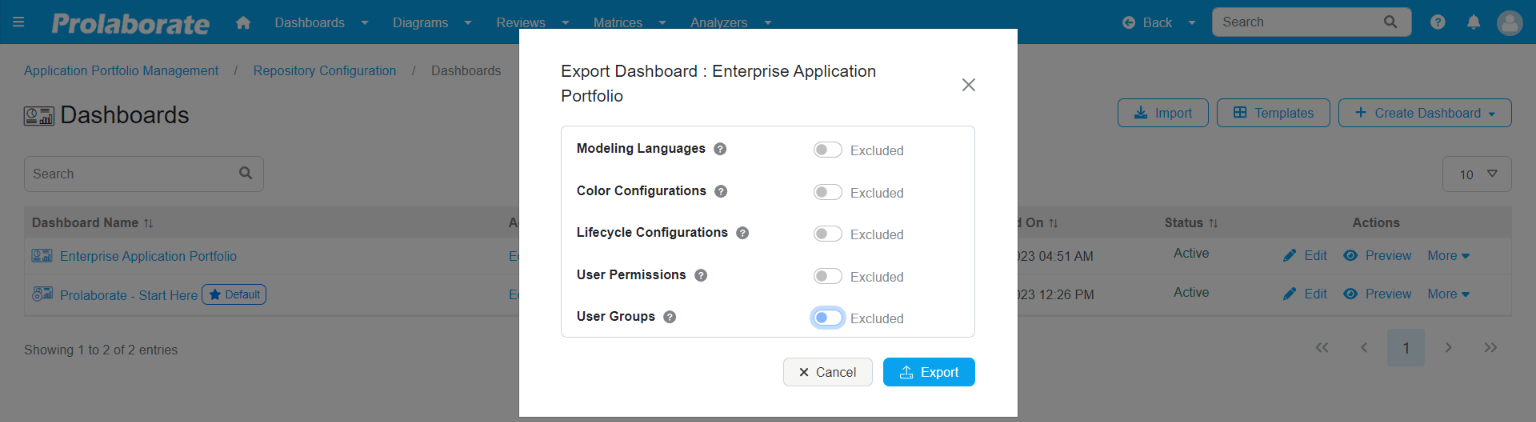 export-dashboard-only