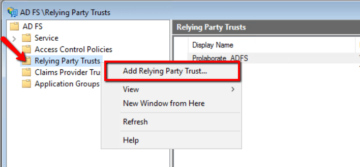 Add Relying Party Trust
