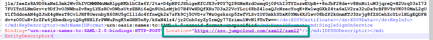 JumpCloud Metadata Xml file