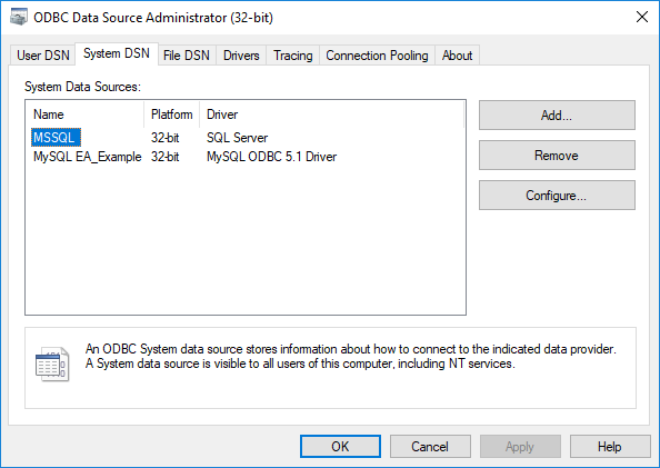 ODBC Data Source Administrator
