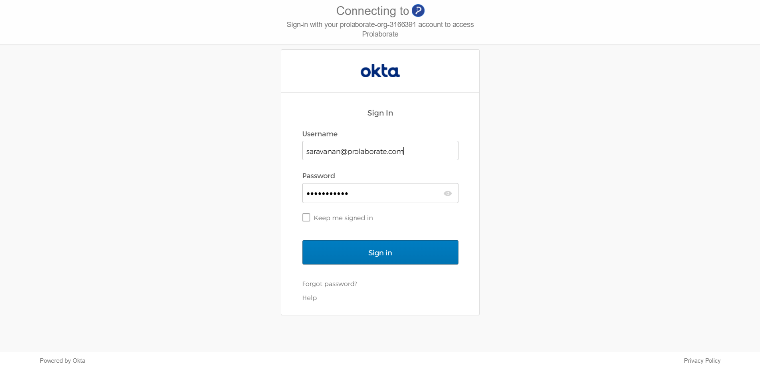 OKTA credentials